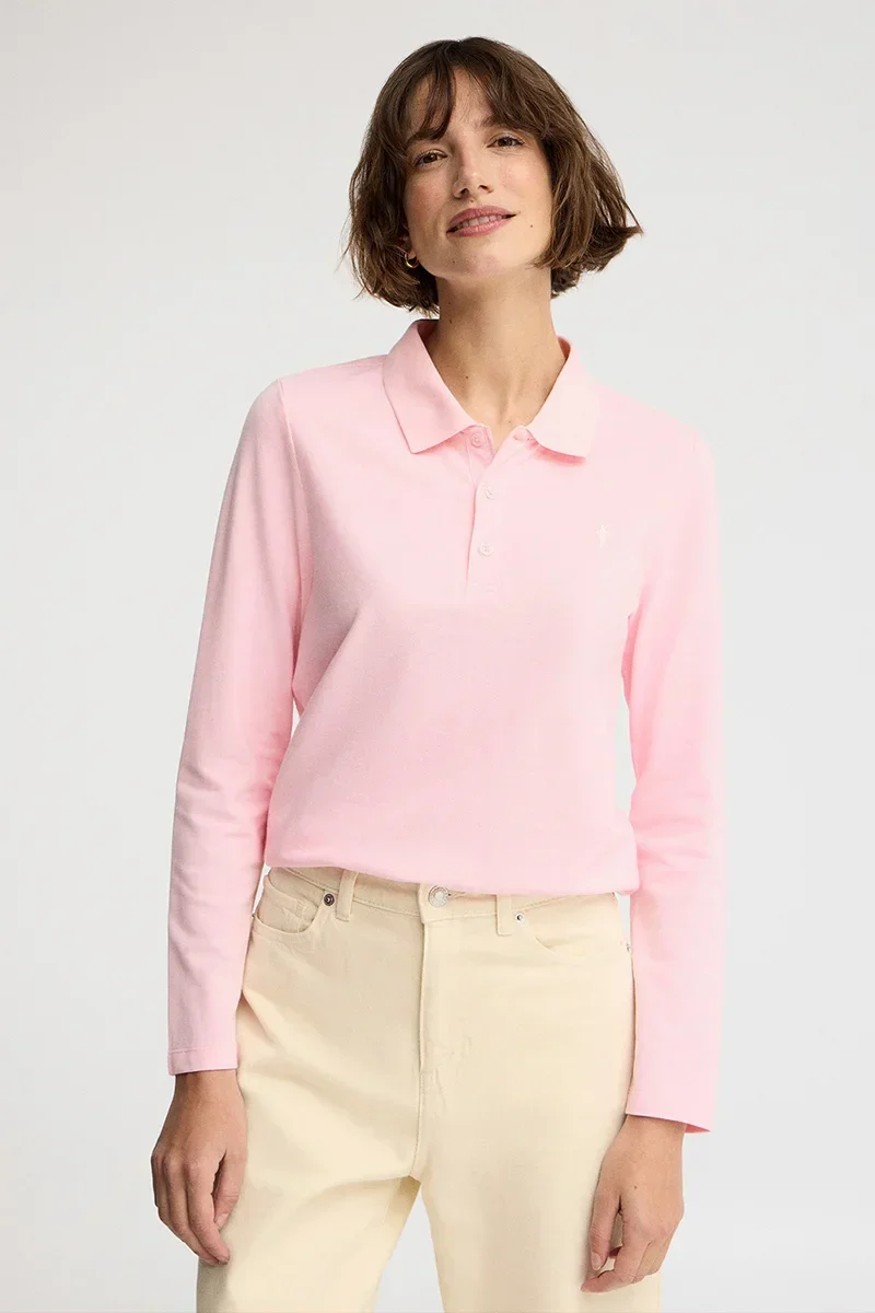 Polo rosa de manga larga y corte regular con bordado Rigby Go - Image 2