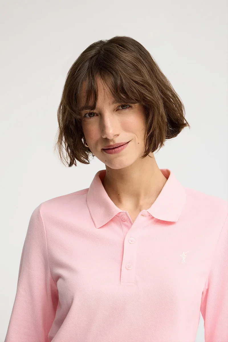 Polo rosa de manga larga y corte regular con bordado Rigby Go - Image 3