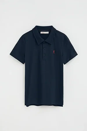 Polo azul marino de tejido camiseta y bordado Rigby Go - Image 10