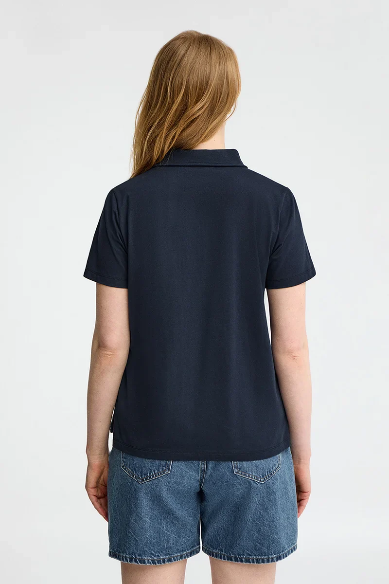 Polo azul marino de tejido camiseta y bordado Rigby Go - Image 5