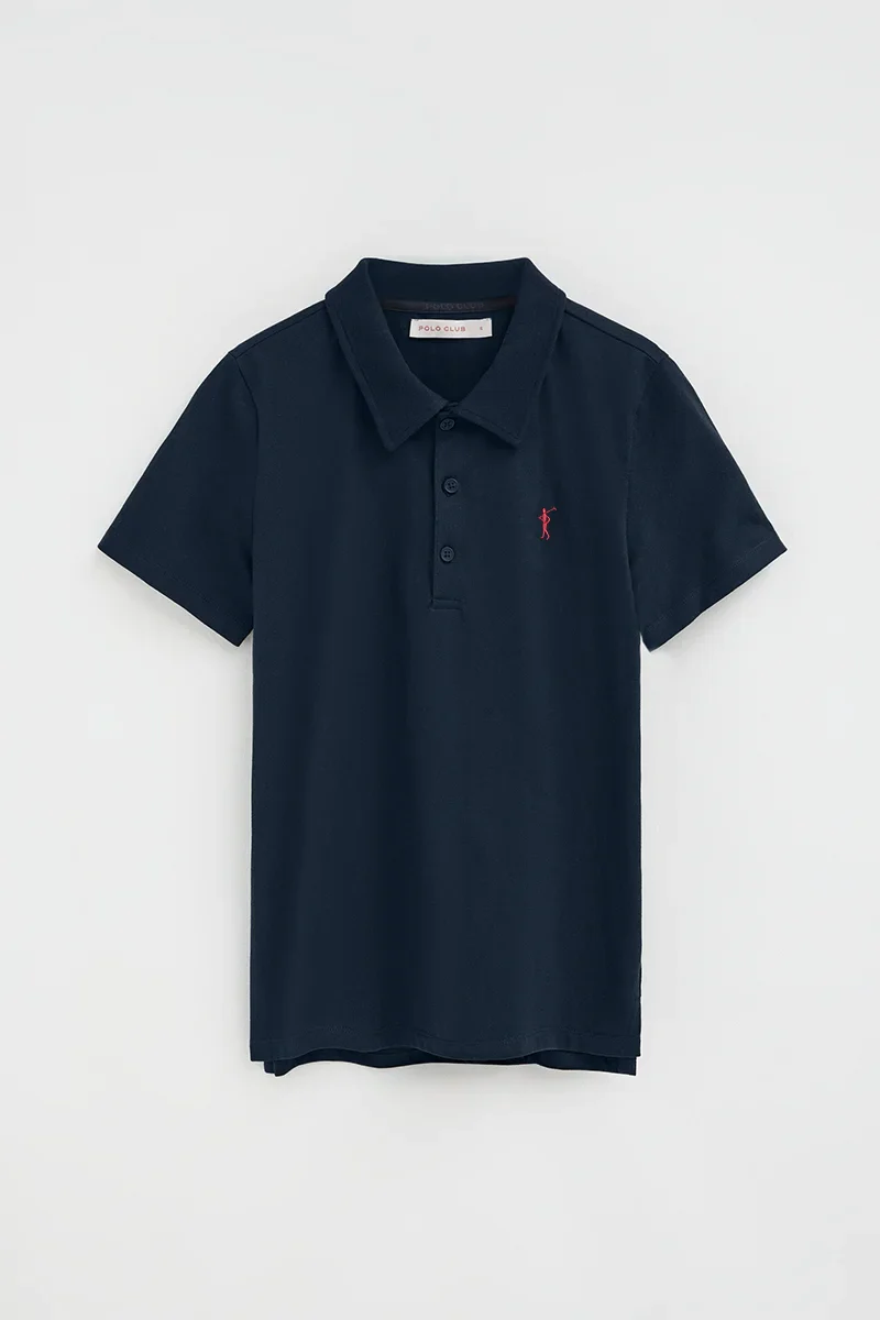 Polo azul marino de tejido camiseta y bordado Rigby Go - Image 6