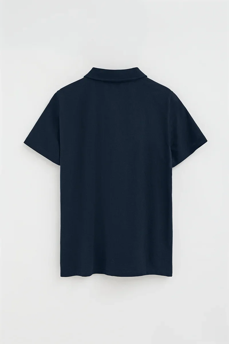 Polo azul marino de tejido camiseta y bordado Rigby Go - Image 8