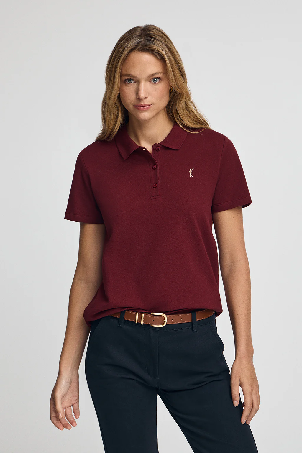 Polo granate de manga corta con corte regular y bordado Rigby Go