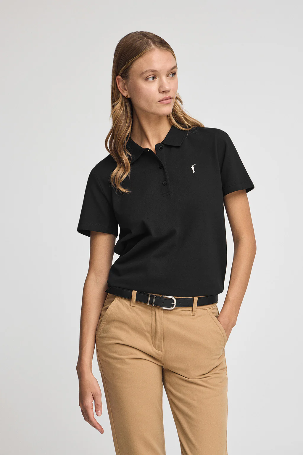 Polo negro de manga corta con corte regular y bordado Rigby Go - Image 2