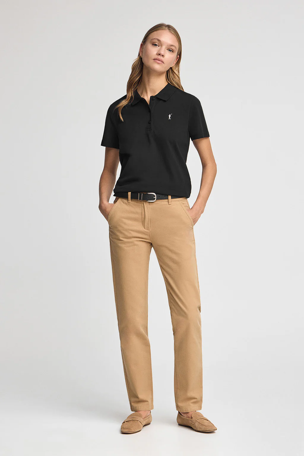 Polo negro de manga corta con corte regular y bordado Rigby Go - Image 3