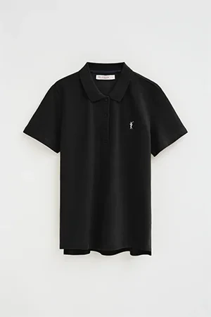 Polo negro de corte regular con bordado Rigby Go - Image 10