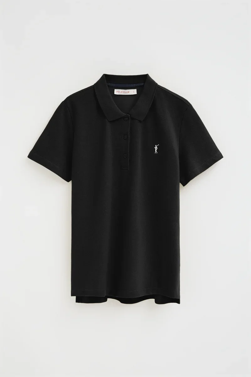 Polo negro de corte regular con bordado Rigby Go - Image 6