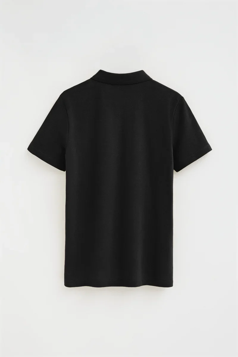 Polo negro de corte regular con bordado Rigby Go - Image 8