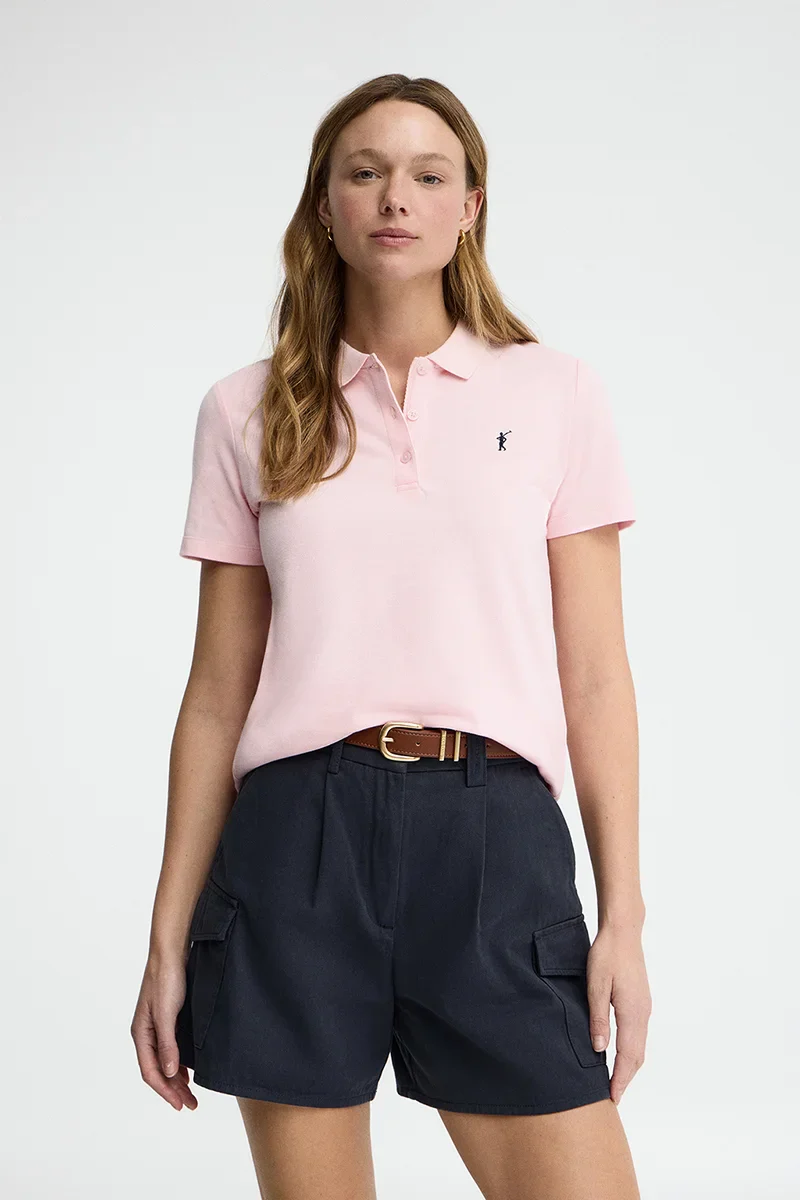 Polo rosa de corte regular con bordado Rigby Go