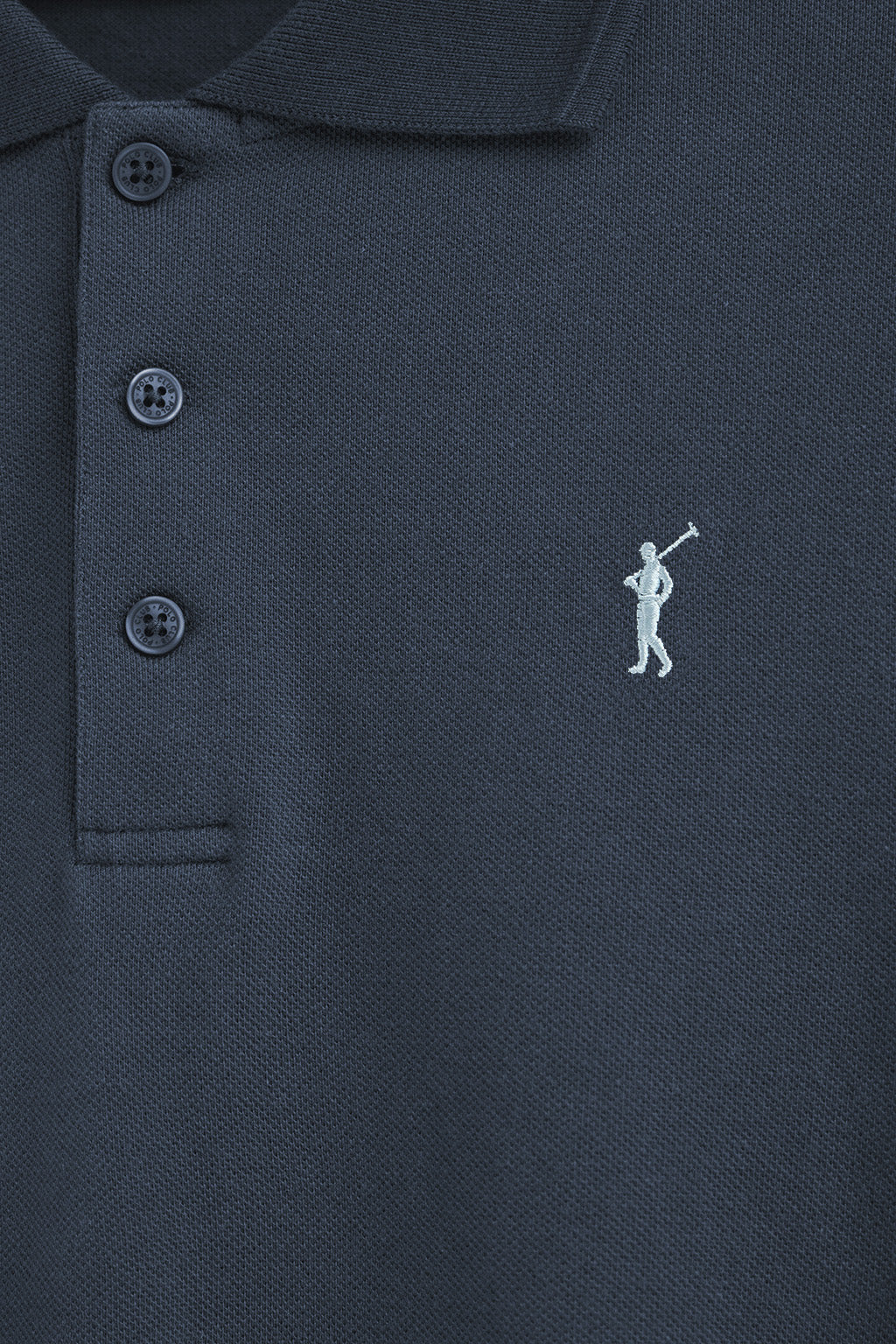 Polo azul denim de manga larga con logo bordado Rigby Go - Image 6
