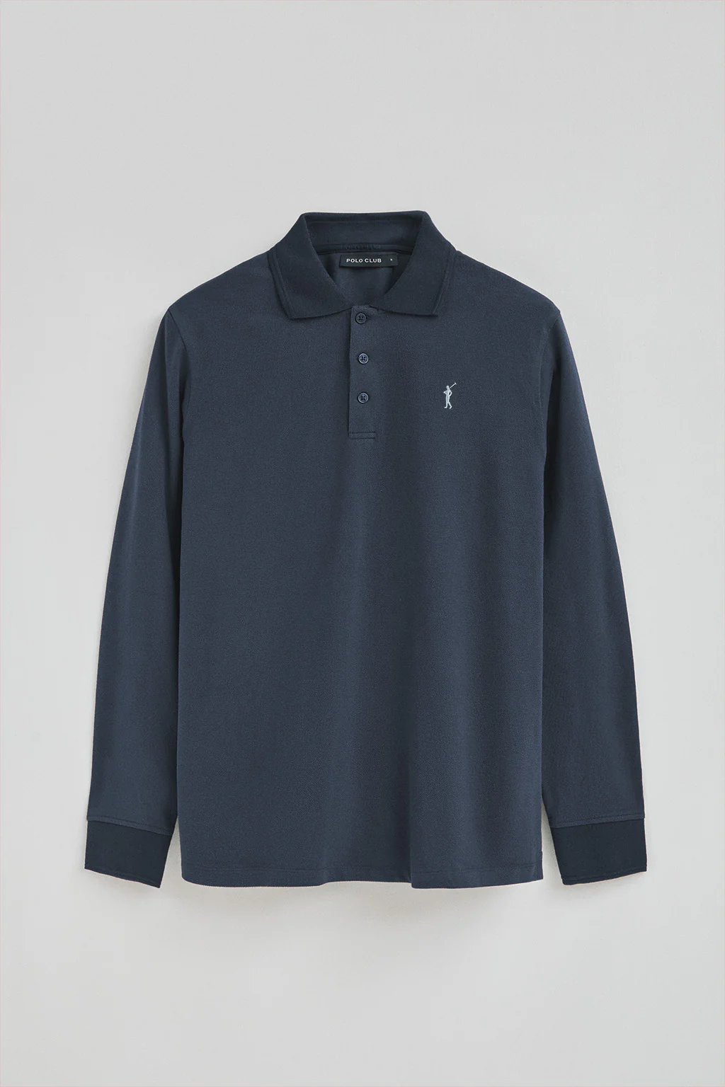Polo azul denim de manga larga con logo bordado Rigby Go - Image 8