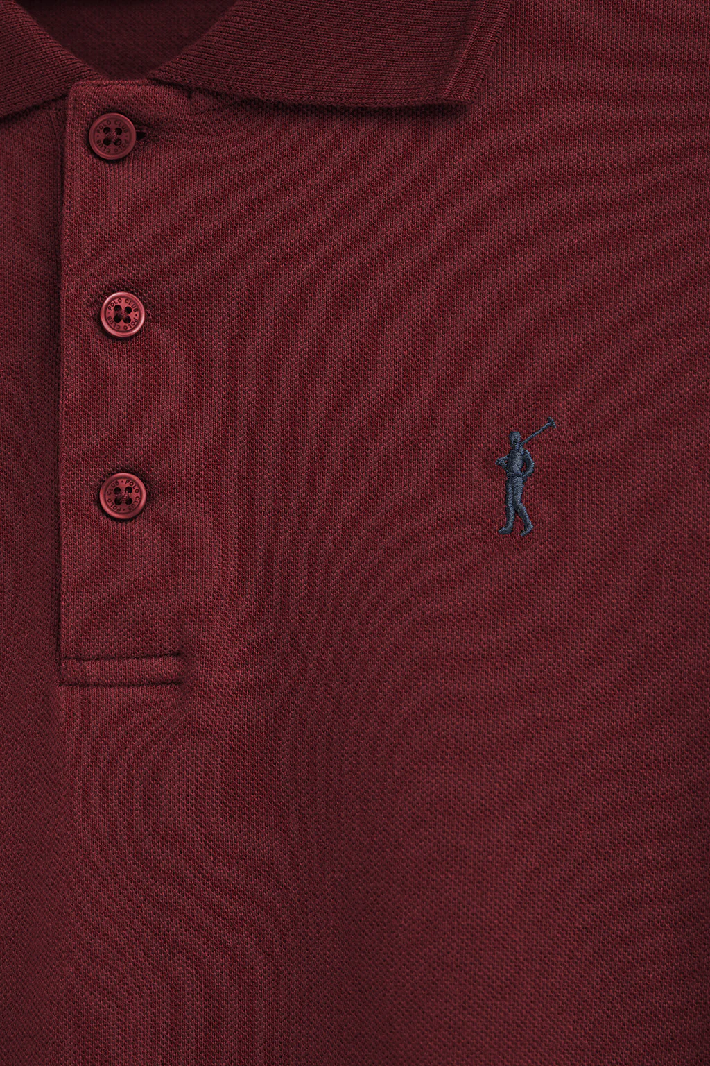 Polo granate de manga larga con logo bordado Rigby Go - Image 6