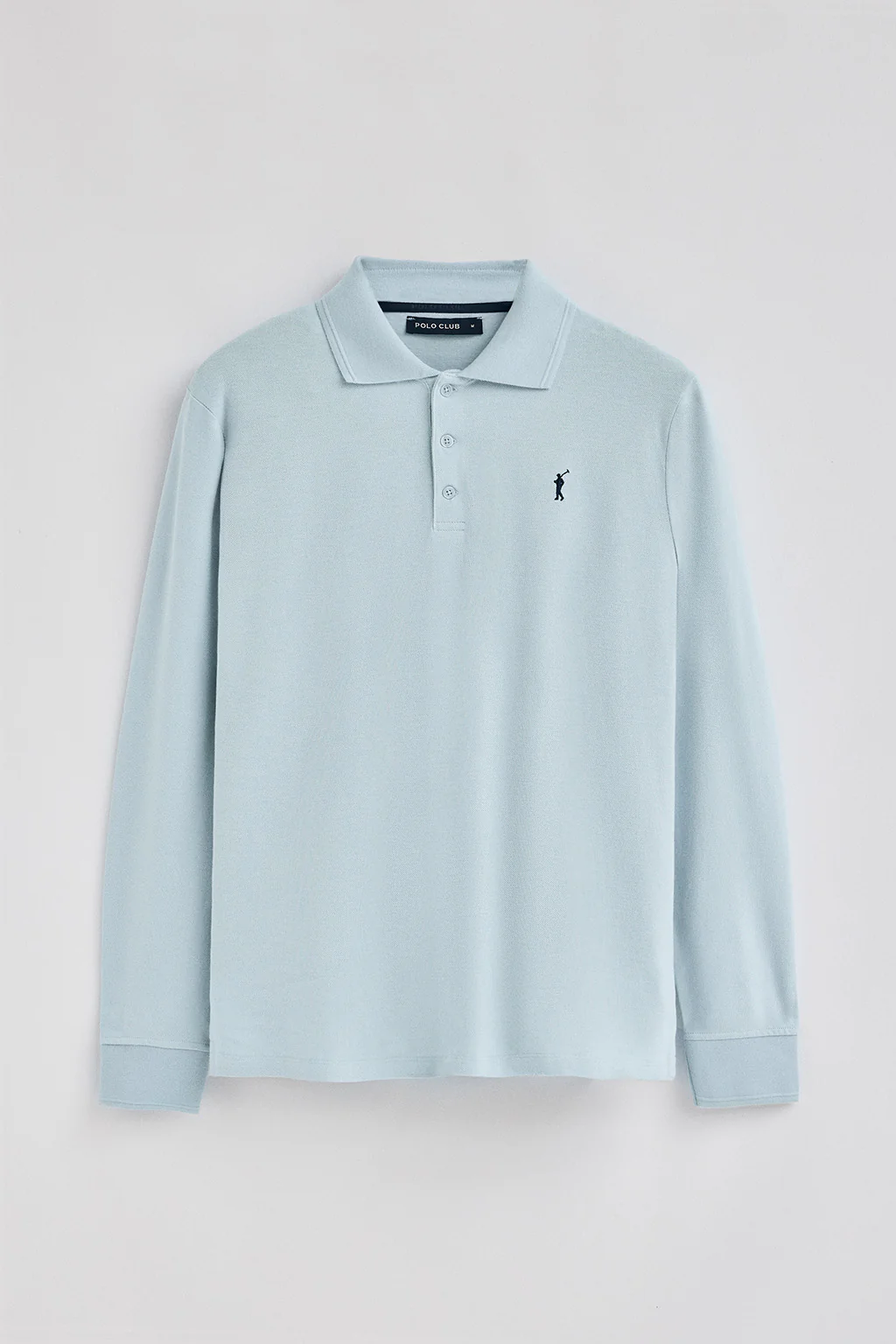 Polo azul claro de manga larga de tres botones y bordado Rigby Go - Image 5