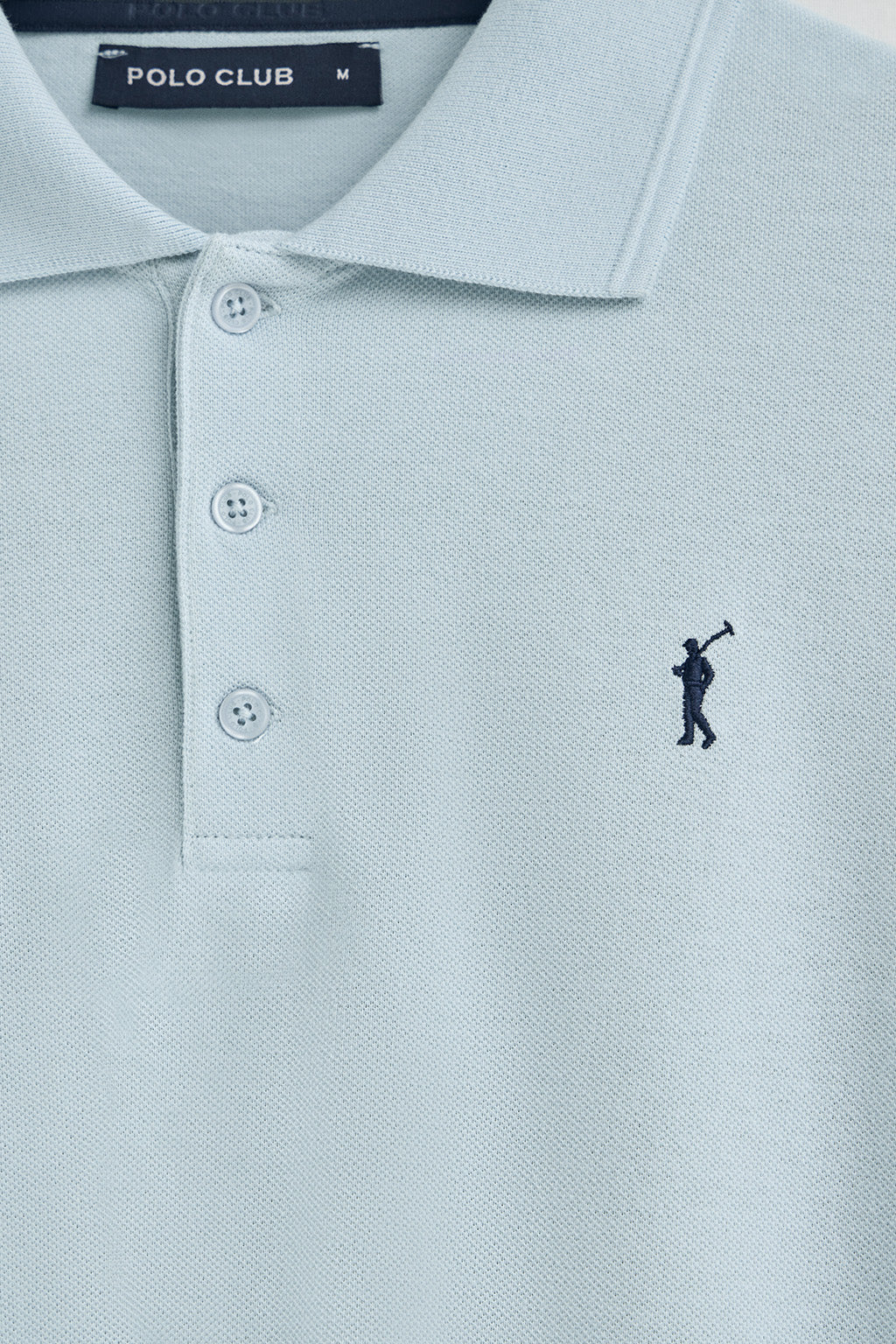 Polo azul claro de manga larga de tres botones y bordado Rigby Go - Image 6