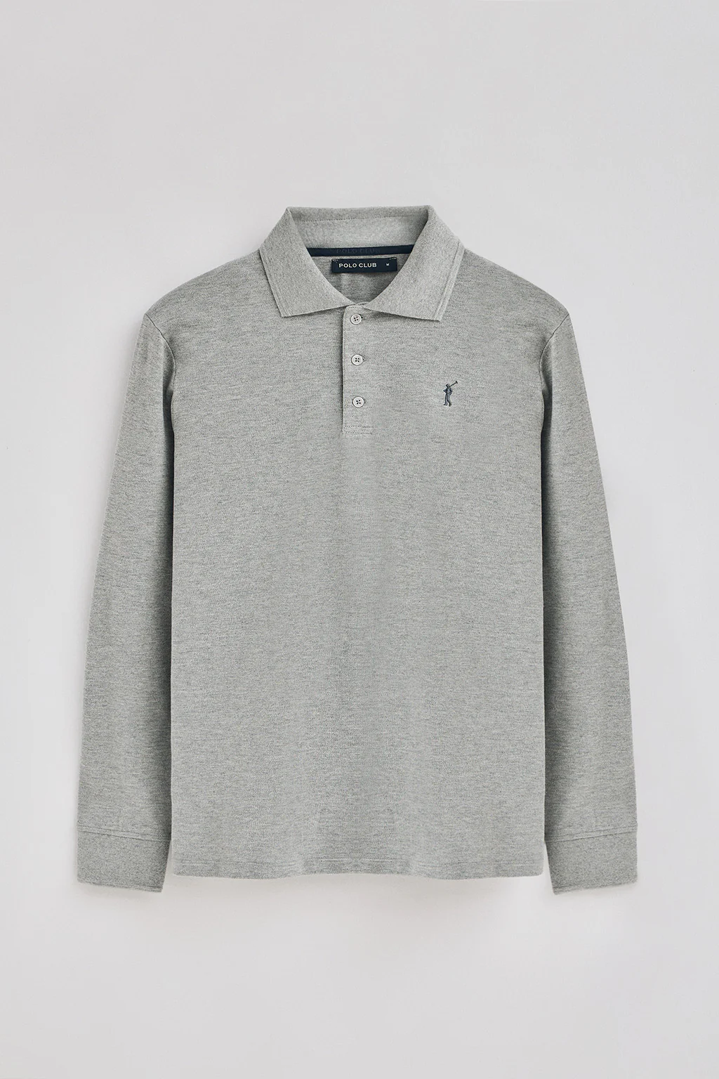 Polo gris vigoré de manga larga de tres botones y bordado Rigby Go - Image 5