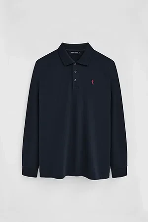 Polo azul marino de manga larga, corte regular y bordado Rigby Go - Image 10