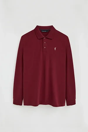 Polo granate de manga larga, corte regular y bordado Rigby Go - Image 10