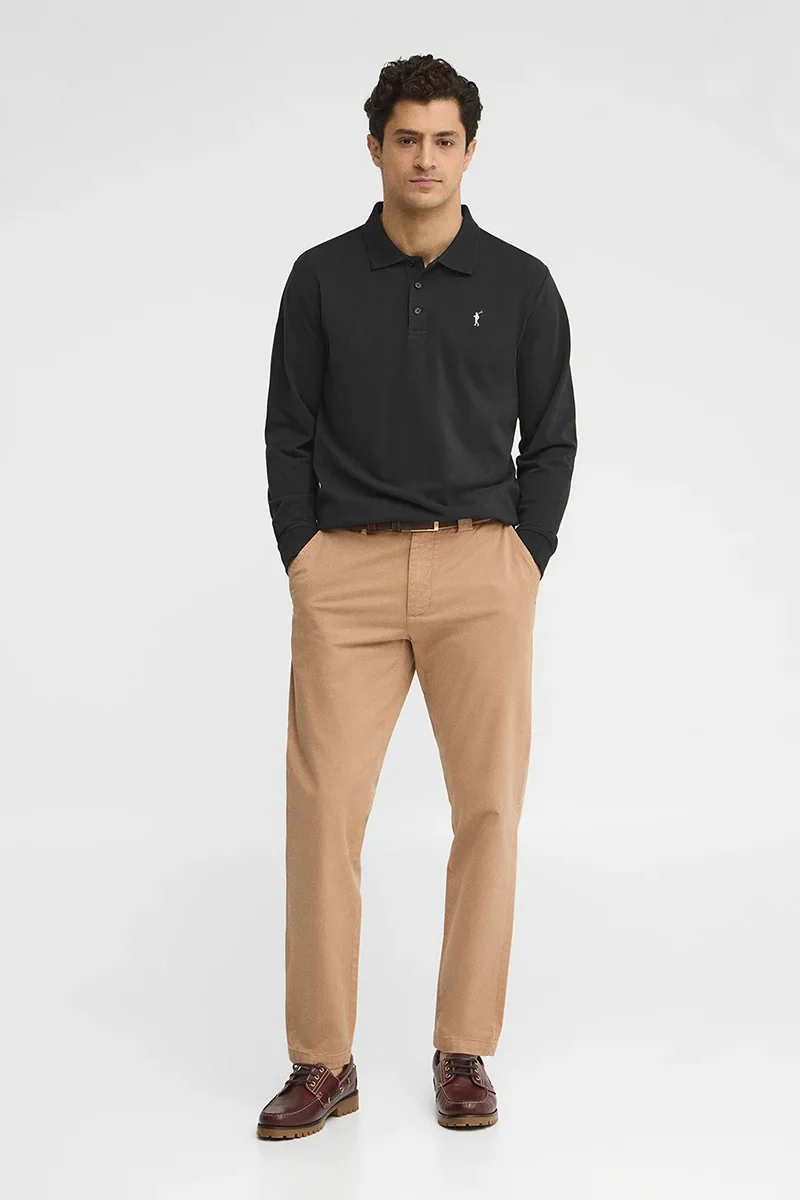 Polo negro de manga larga, corte regular y bordado Rigby Go - Image 2