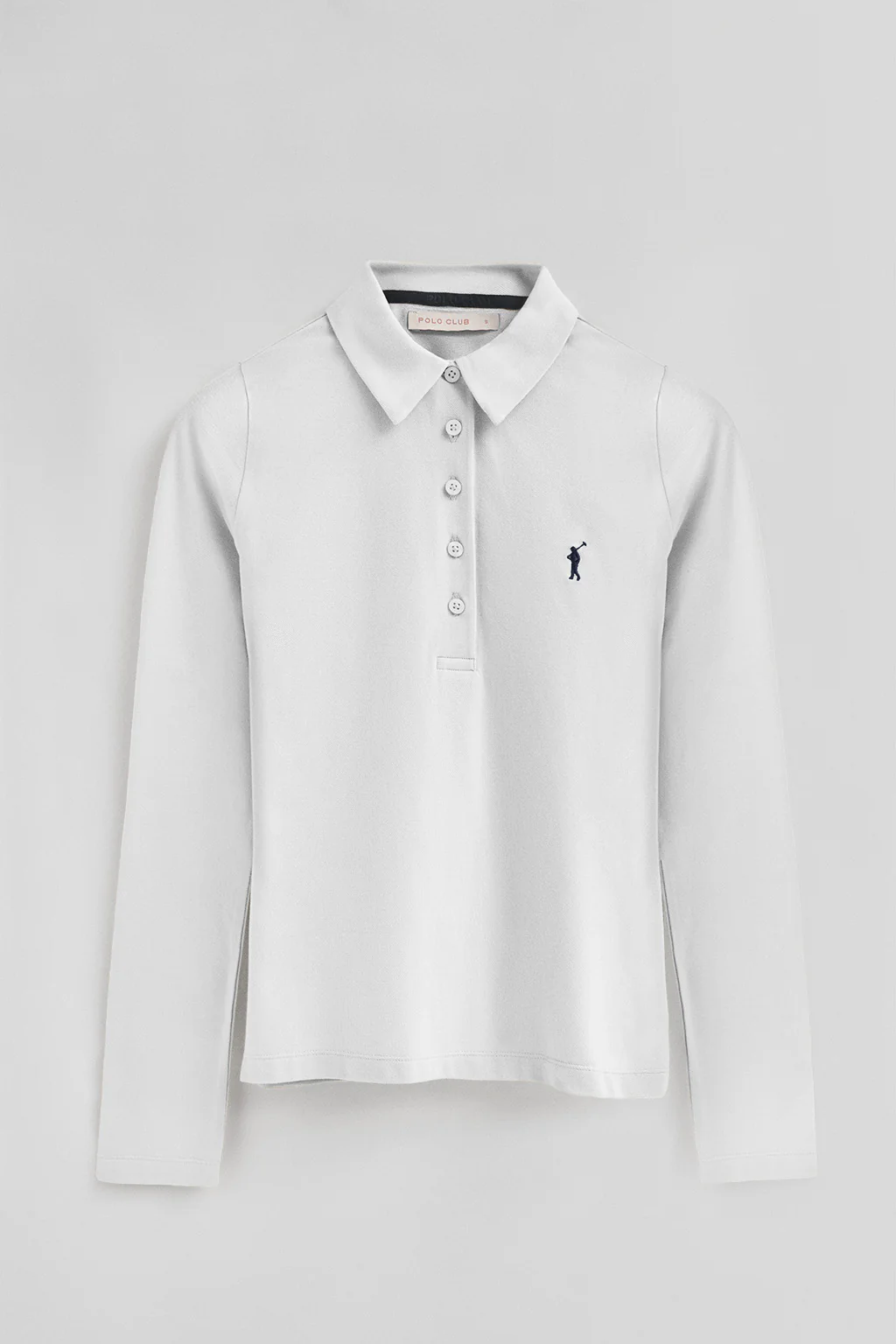 Polo blanco de manga larga y cuello de cinco botones con bordado Rigby Go - Image 8