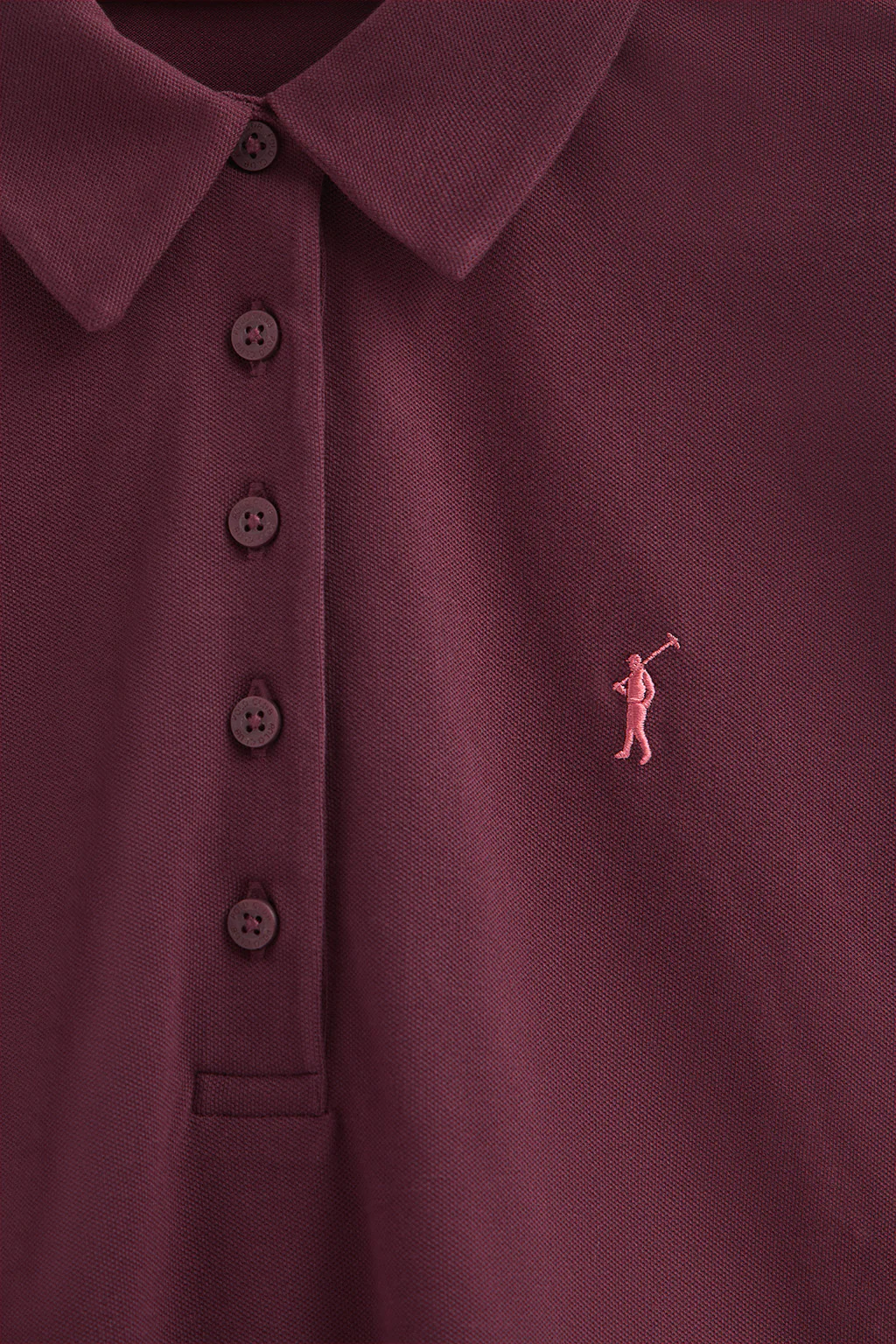 Polo borgoña de manga larga y cuello de cinco botones con bordado Rigby Go - Image 6