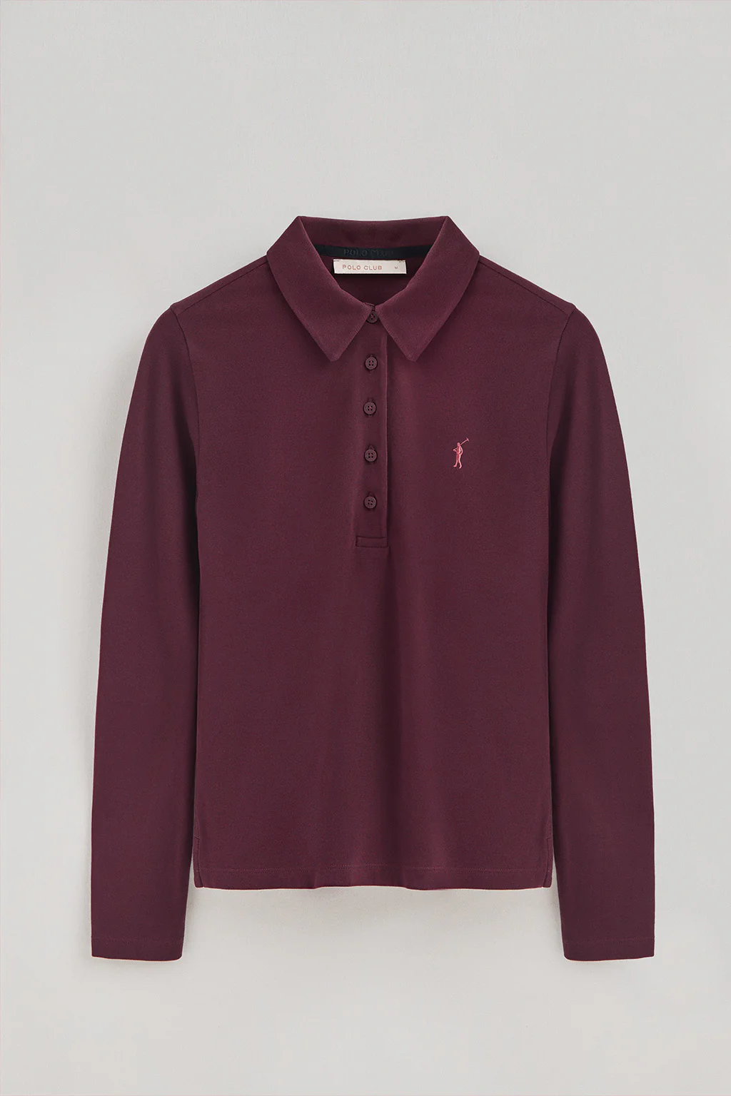 Polo borgoña de manga larga y cuello de cinco botones con bordado Rigby Go - Image 7