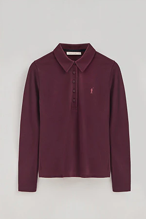 Polo borgoña de manga larga y cuello de cinco botones con bordado Rigby Go - Image 8