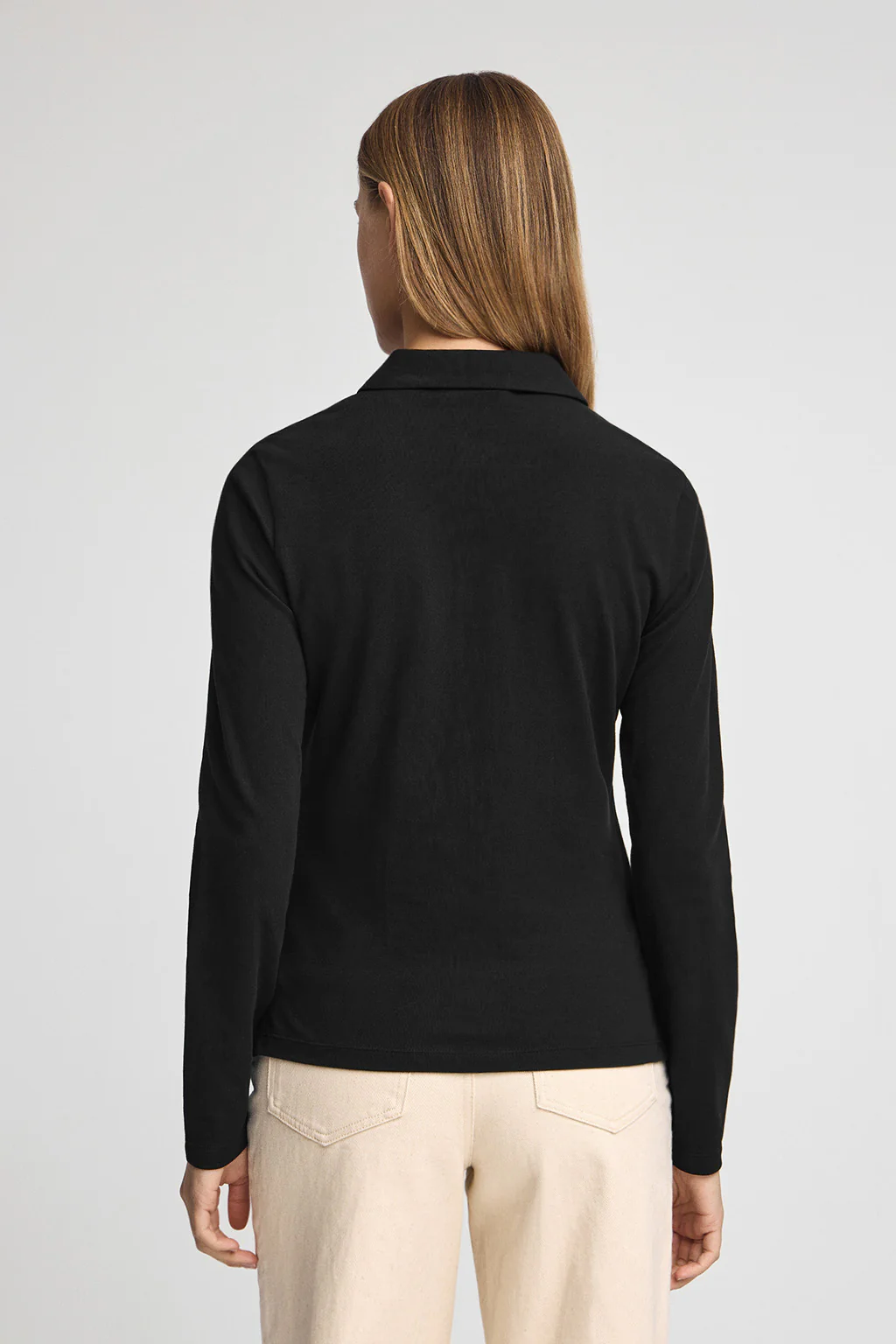 Polo negro de manga larga y cuello de cinco botones con bordado Rigby Go - Image 4