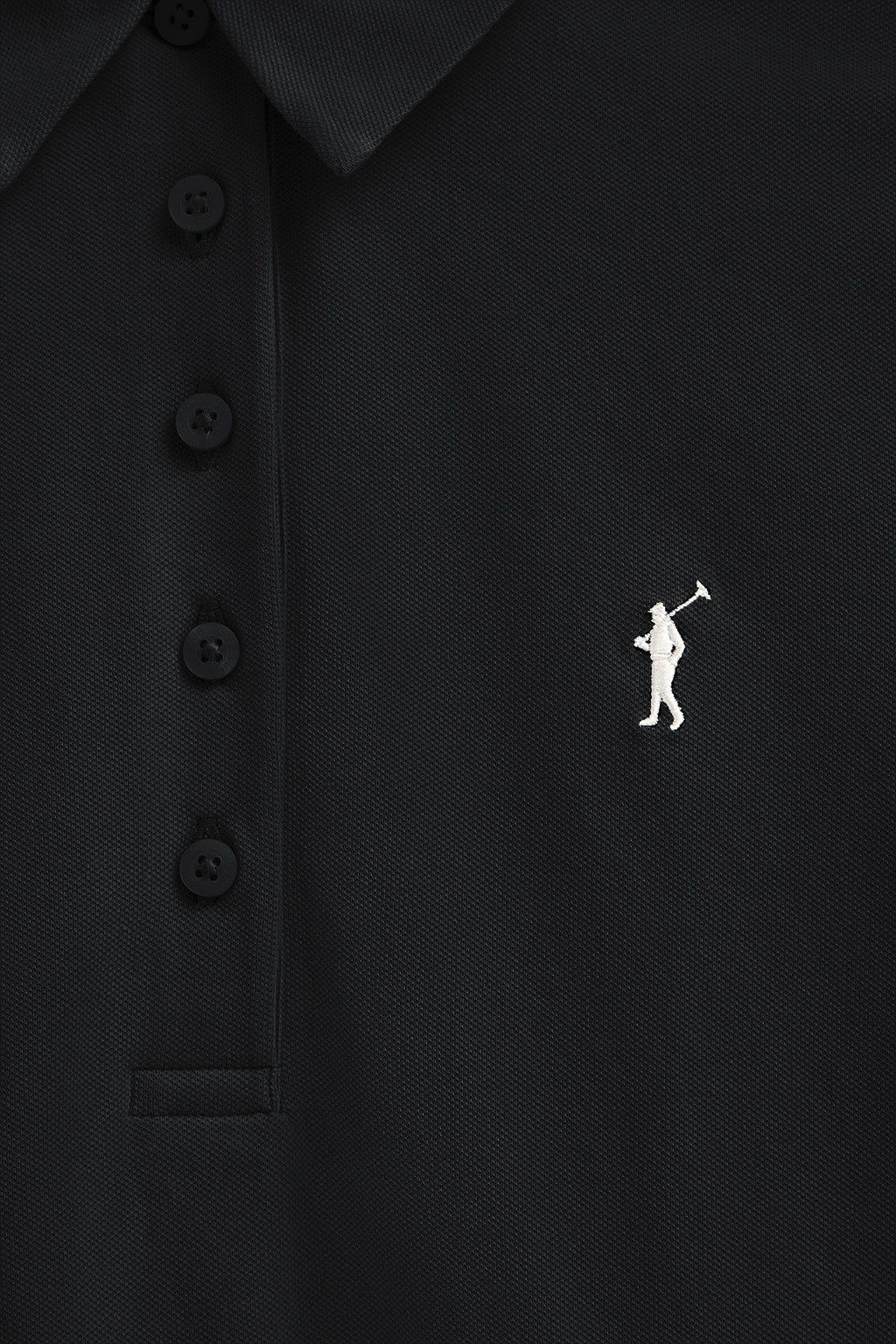 Polo negro de manga larga y cuello de cinco botones con bordado Rigby Go - Image 6