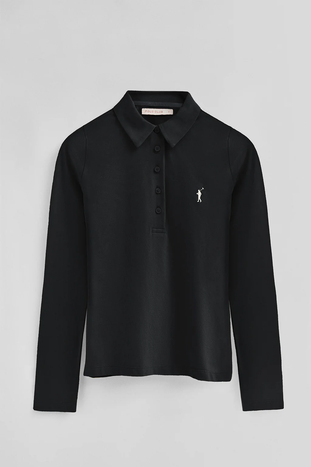 Polo negro de manga larga y cuello de cinco botones con bordado Rigby Go - Image 8