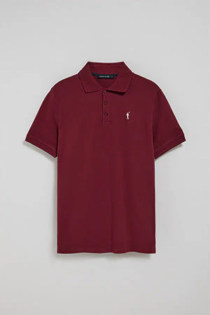 Polo de tres botones granate con logo bordado Rigby Go - Image 9
