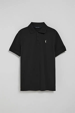 Polo de tres botones negro con logo bordado Rigby Go - Image 9