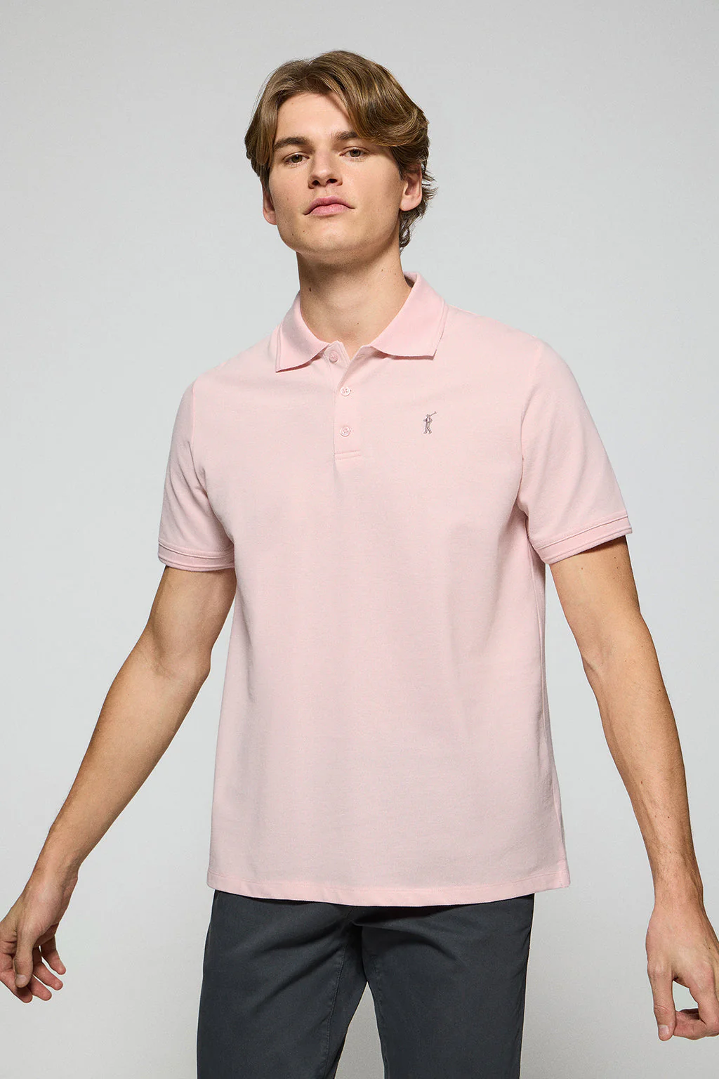Polo de tres botones rosa vigoré con logo bordado Rigby Go - Image 2