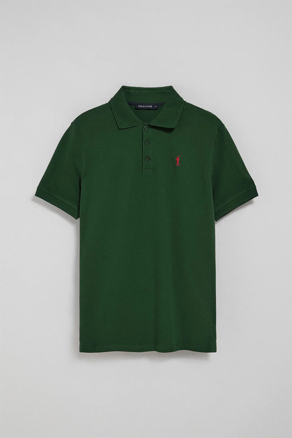 Polo de tres botones verde botella con logo bordado Rigby Go - Image 5