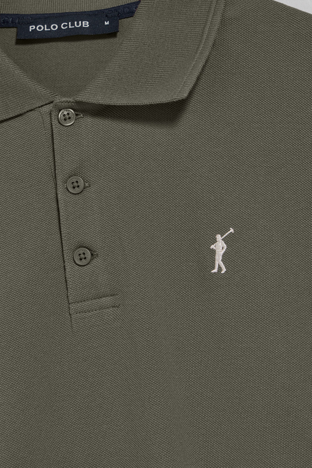 Polo de tres botones verde militar con logo bordado Rigby Go - Image 6