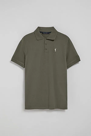 Polo de tres botones verde militar con logo bordado Rigby Go - Image 9