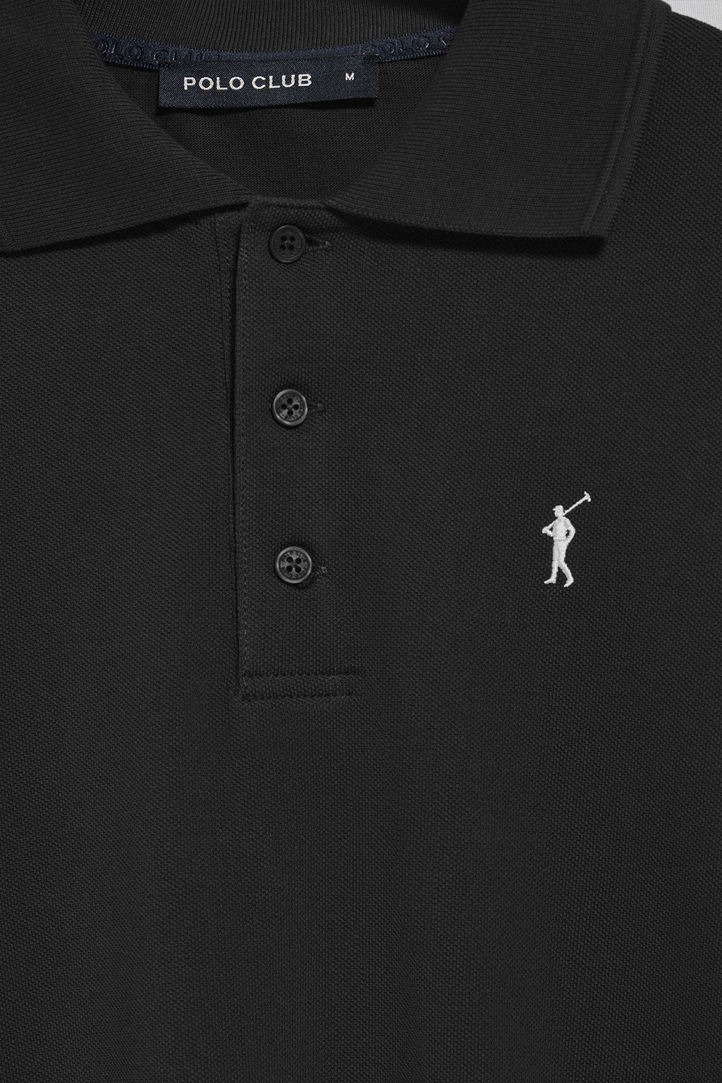 Polo de manga larga de tres botones en negro con logo Rigby Go - Image 11