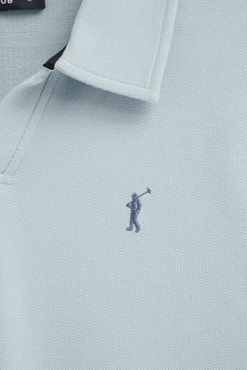 Polo azul claro de algodón con microestructura y bordado Rigby Go - Image 7
