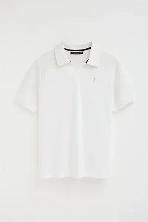 Polo blanco de algodón con microestructura y bordado Rigby Go - Image 10