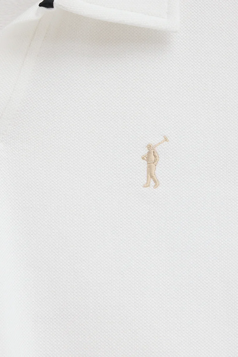 Polo blanco de algodón con microestructura y bordado Rigby Go - Image 7