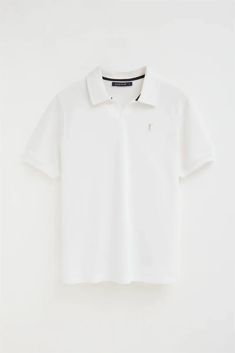Polo blanco de algodón con microestructura y bordado Rigby Go - Image 9