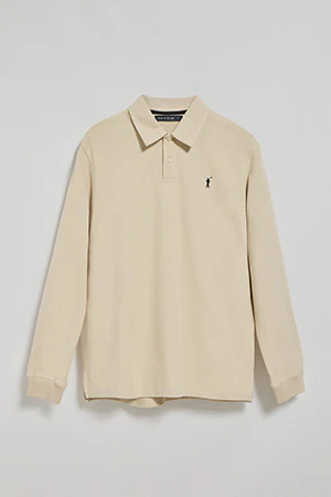 Polo de manga larga beige con dos botones y logo Rigby Go - Image 6
