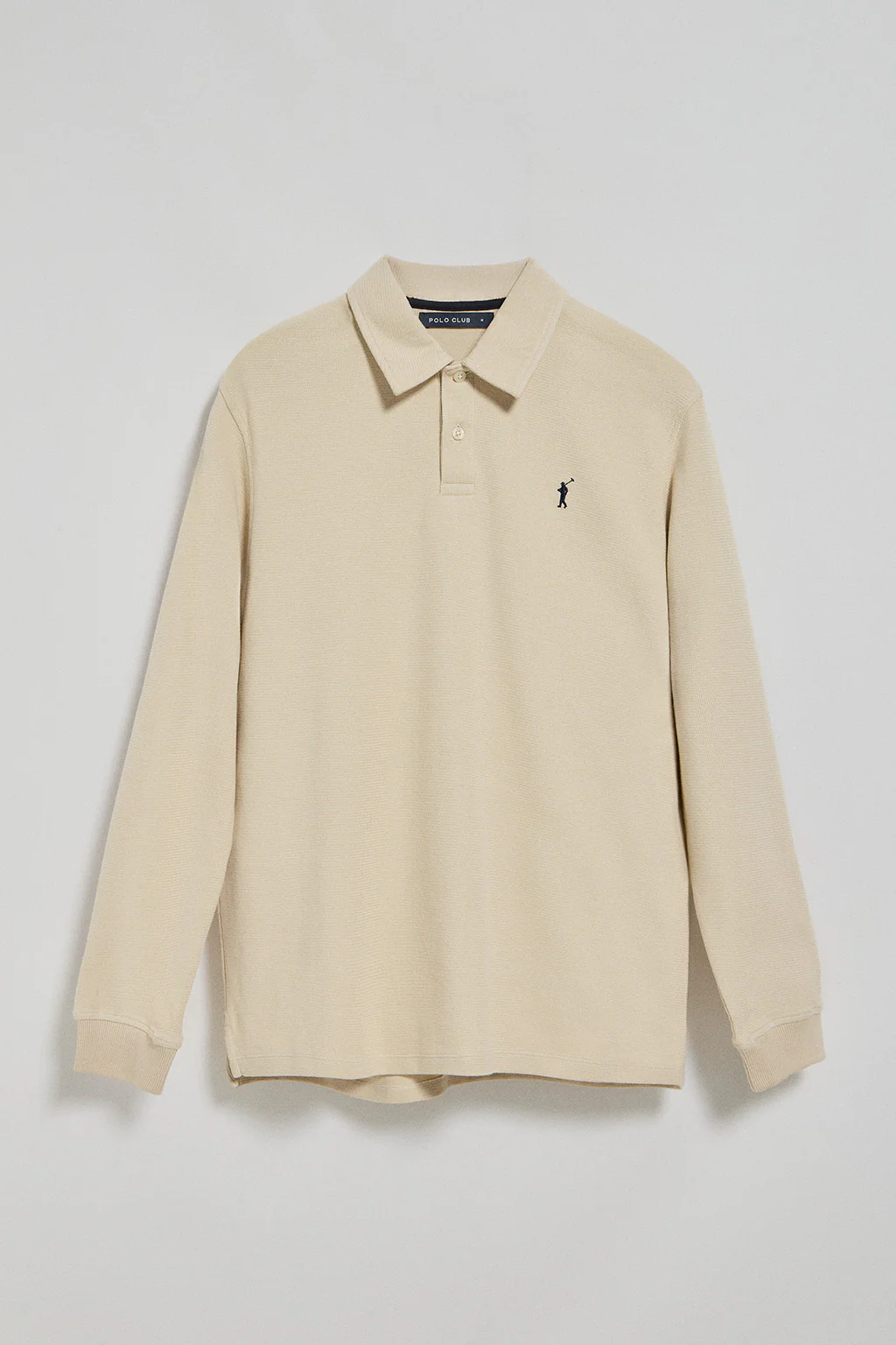 Polo de manga larga beige con dos botones y logo Rigby Go - Image 8