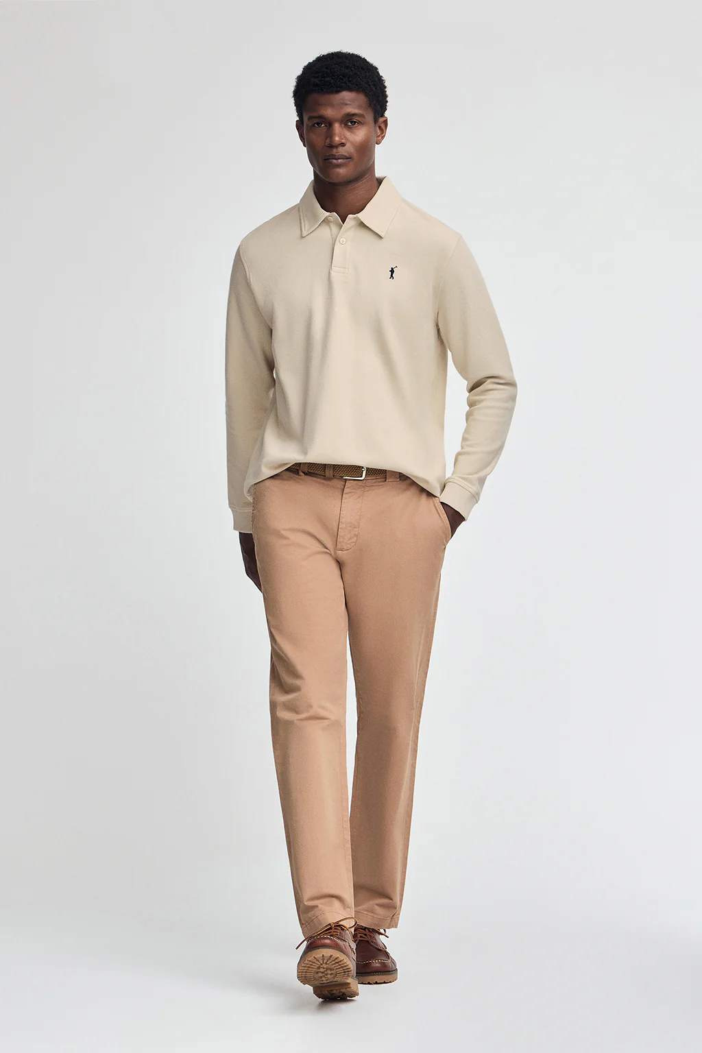 Polo beige con miscroestructura y bordado Rigby go - Image 3