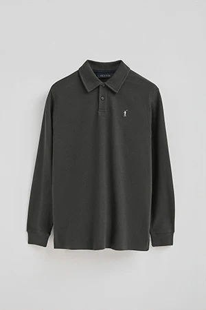 Polo gris oscuro con miscroestructura y bordado Rigby go - Image 9