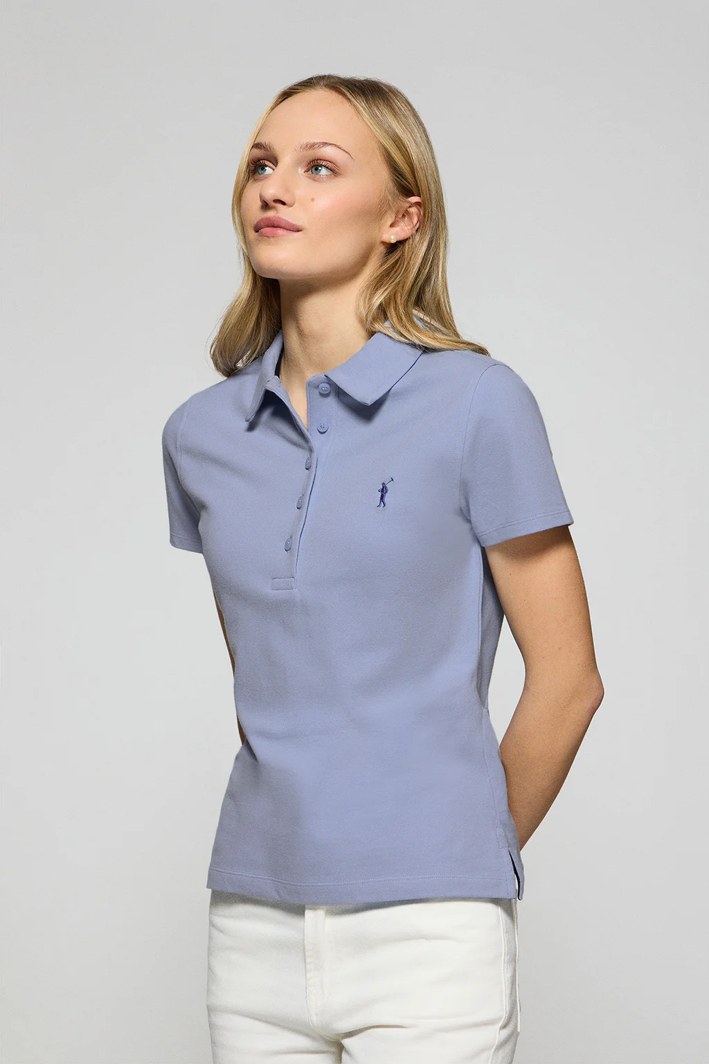 Polo Pereira colo azul lavanda de cinco botones con bordado Rigby Go