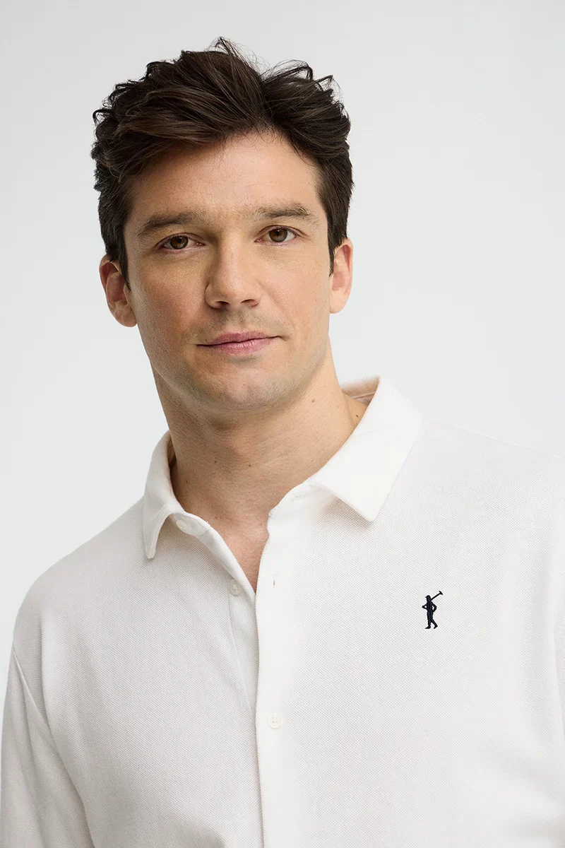 Polo blanco con abotonadura completa y bordado Rigby Go - Image 3