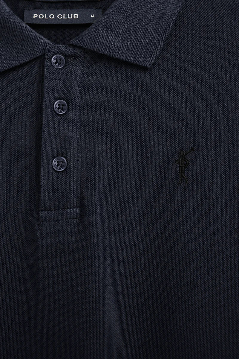 Polo azul marino teñido en prenda con logo bordado Rigby Go - Image 7