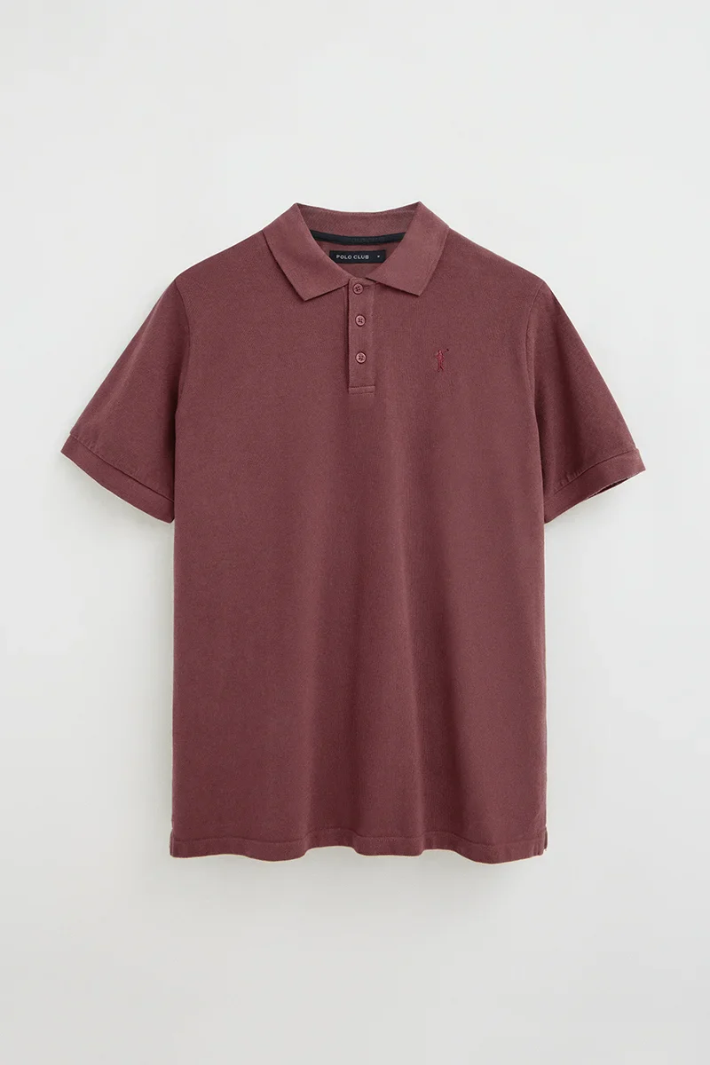 Polo rosa vino teñido en prenda con logo bordado Rigby Go - Image 9