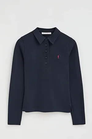 Polo azul marino de manga larga de corte slim y bordado Rigby Go - Image 10