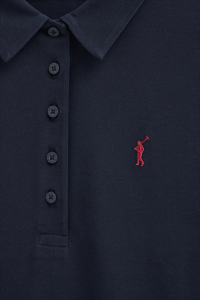 Polo azul marino de manga larga de corte slim y bordado Rigby Go - Image 7